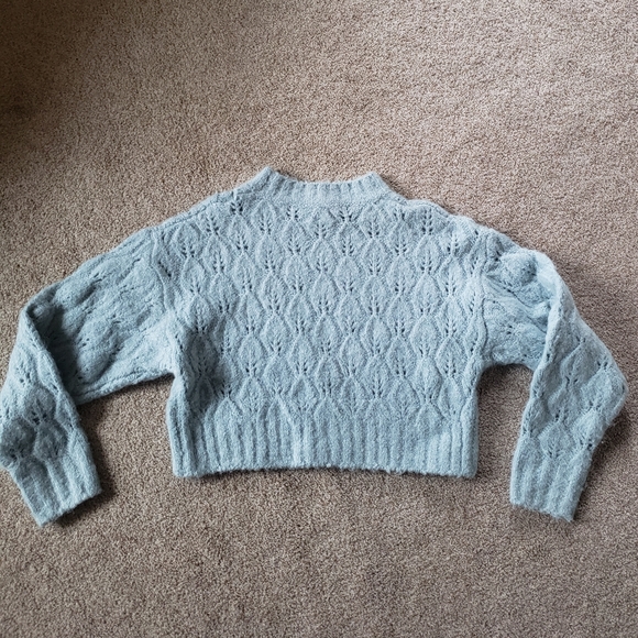TOPSHOP NEVER WORN CABLE KNIT SWEATER BLUE XS - Picture 3 of 3
